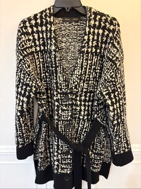 Proenza Schouler Black & Cream Patterned Knit Button-Front Cardigan